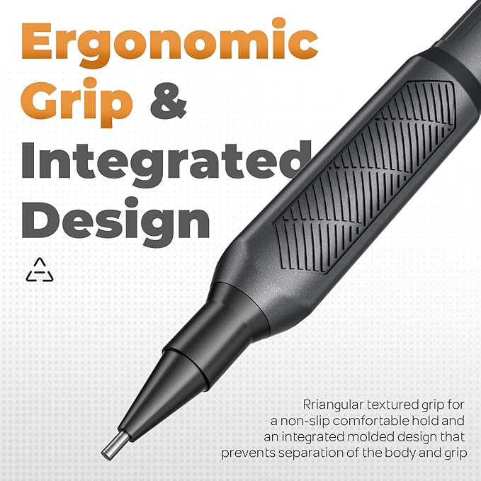 Nicpro 1.3mm Weatherproof Mechanical Pencil Set, HD1000 Metal Mechanical Pencils Heavy Duty Pencil for Outdoor All Weather Marking Drafting Drawing with 25 Lead Refills, Erasers, Case (Black)