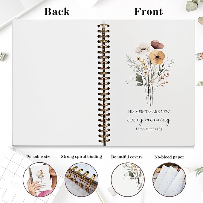 YOU FOUND ME Bible Journal, A5 SpiralChristian Journal with Floral Notebook, HIS MERCIES ARE NEW EVERY MORNING, Bible Verse Gifts for Women Birthday Christmas, Sunday School, Office Supplies
