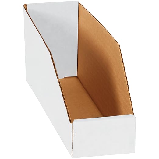 Partners Brand PBINEB123 Open Top Bin Boxes, 3" x 12" x 4 1/2", Oyster White (Pack of 50)