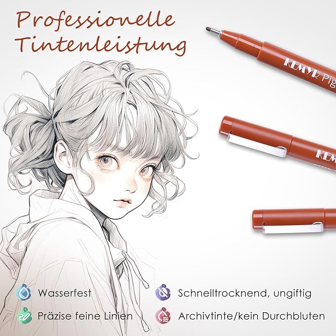 10 Micro Fine liner Drawing Art Pens Calligraphy Pens: 0.05mm-1.0mm Size Art supplies Waterproof Archival Sepia Ink Markers For Artists,Use for Professional Watercolor,Sketching