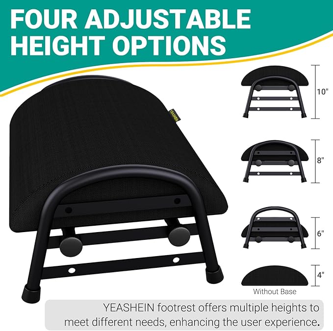 Foot Rest for Under Desk at Work, Adjustable Height Office Footrest for Leg Support, Memory Foam Foot Stool, Office Desk Accessories