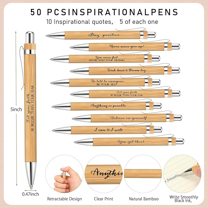 Tenceur Back to School Inspirational Gifts Bulk Employee Appreciation Spiral Notebook with Journals Sticky Note Pen Motivational Thank You Gifts for Teacher Students Team Coworkers Staff(50 Sets)