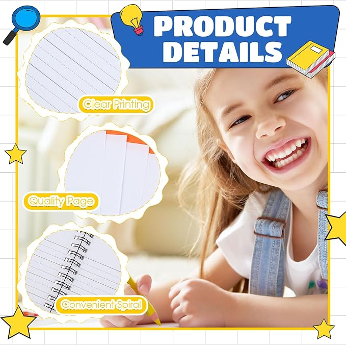 Henoyso 40 Pcs 100/50 Sheets Primary Composition Notebook K-2 Bulk Spiral Primary Journal Drawing Handwriting Practice for Kids Kindergarten 1st 2nd Back to School Supplies (Bright Color,50 Sheets)