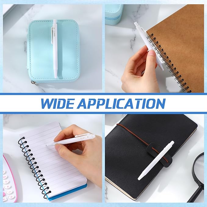 Geyoga 200 Pcs 4'' Mini Black Pens Bulk 0.7 mm Fine Point Small Retractable Ballpoint Pens with Clip for Notebook School Office(Black and White)