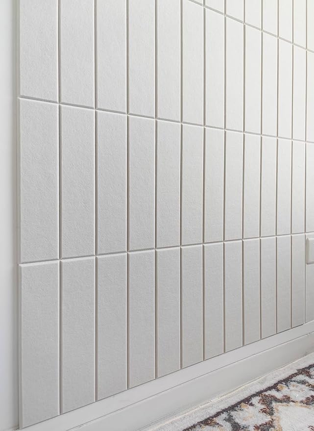 Large Cork Board Alternative - 24-Pack Felt Wall Tiles with Safe Removable Adhesive Tabs, Cork Wall Tiles Bulletin Board Home Office Essentials - Warm White