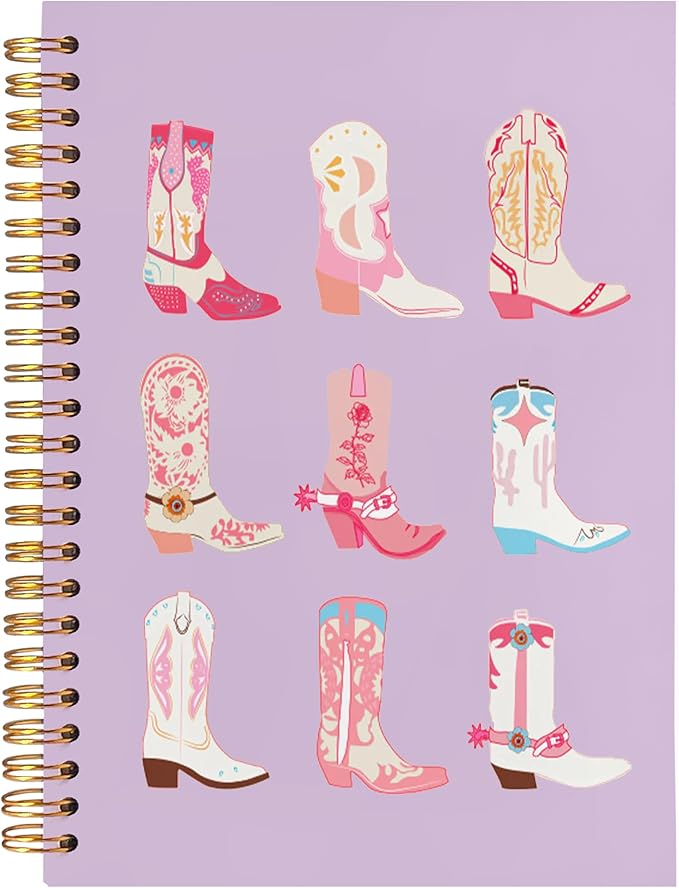 BearCake Cowgirl Boot Notebook, Cowgirl Stuff, Cowgirl Gifts, Western Office Supplies, Western Stuff for Women, Boho Western Notebook Journal 5.5x8.3 purple