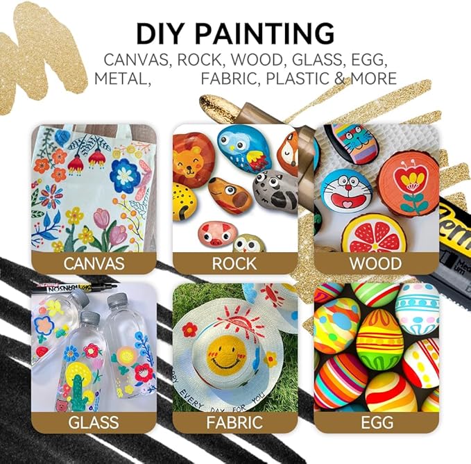 TRANSON 4 Colors Dual-tip Permanent Paint Markers Oil Based Waterproof