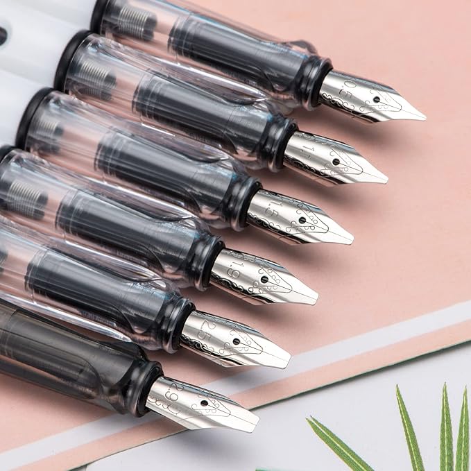 Lanxivi Calligraphy Fountain Pen Set, 6 Assorted Tip Sizes and Color for Art Drawing and Writing Signature