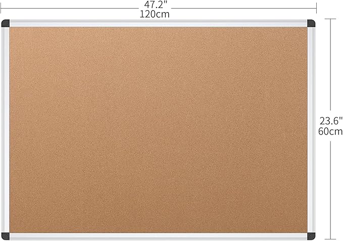 VIZ-PRO Cork Notice Board, 48 X 24 Inches, Silver Aluminium Frame