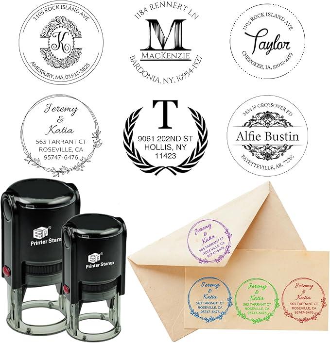 EAQ Custom Stamp Self Inking Return Address Stamp, Personalized Stamp with Text Logo | Business Logo Stamp | Address Stamp | Wedding Stamp