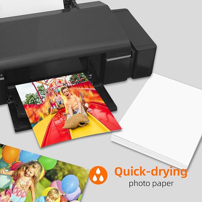 Photo Paper Single-Sided High Gloss,8x11.5 Inch, Pack of 20 Sheets, 200 g/㎡, White，Fits for Thermal Sublimation, Inkjet, laser and photo Printers, No Color Difference