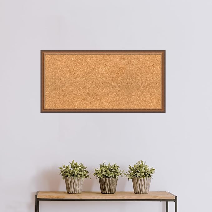 Amanti Art Natural Cork Board for Wall, 20x40 Vision Board with Bronze Frame, Large Corkboard Office Decor for Home Organization, Modern Corkboard Pinboard to Display Items for Home Organization in