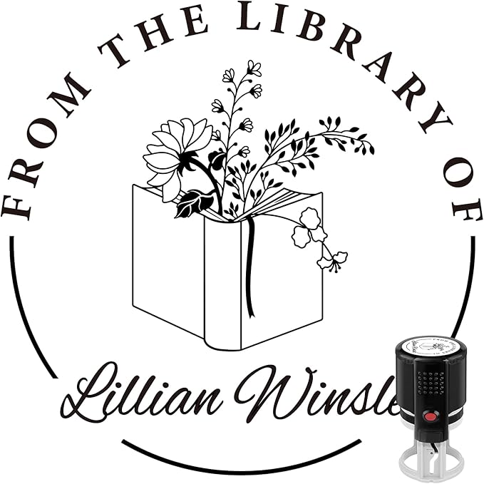 Custom Self-Inking Stamps | Personalized Book Stamp Gift for Book Lovers | 5 Ink Colors (Style12)
