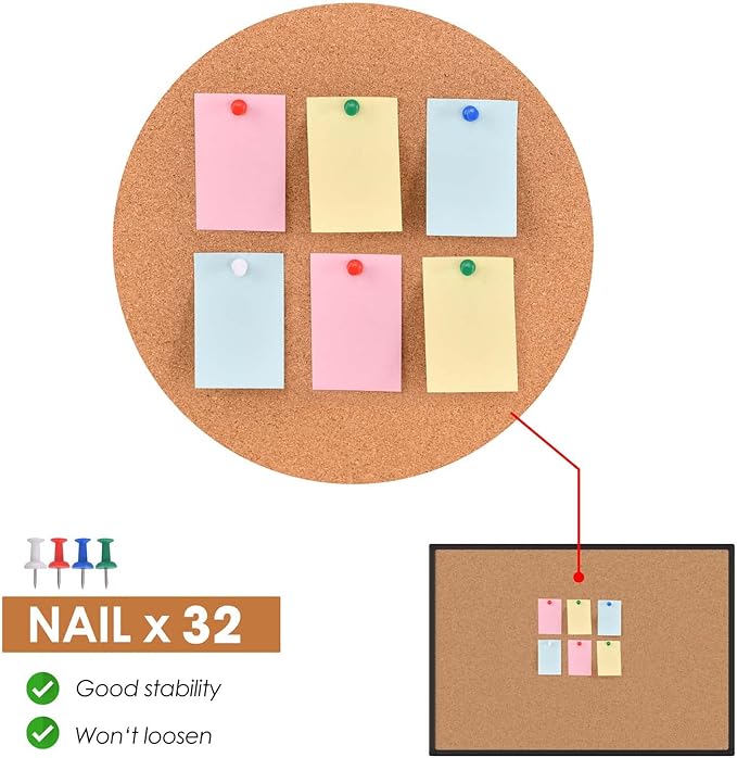 Board2by 2-Pack Cork Board Bulletin Board 48 x 36, Black Aluminium Framed 4x3 Corkboard, Office Board for Wall Cork, Large Wall Mounted Notice Pin Board with 18 Push Pins for School, Home & Office
