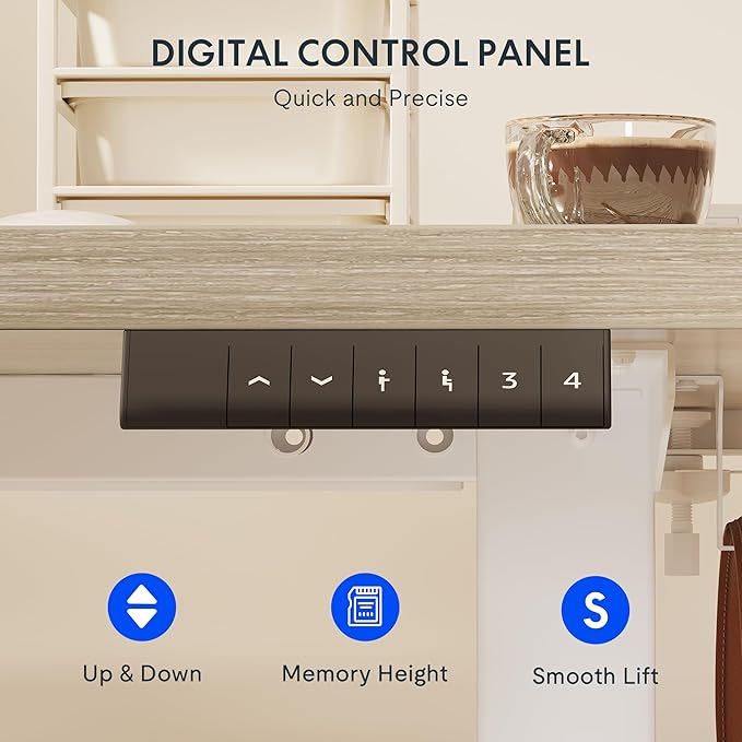 FLEXISPOT EN2 Whole-Piece Standing Desk with Clamp Power Strip, 40 x 24 Electric Stand Up Height Adjustable Desk with Cable Management (White Frame + 40" White Wood Grain Desktop)