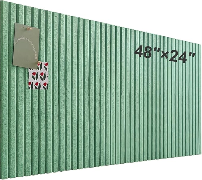 Large Cork Board for Office, 8 Pack Felt Wall Tiles with Slat Wall Paneling and Safe Removable Adhesive Tabs, Felt Bulletin Board Pin Board Cork Boards for Walls (Sage Green)