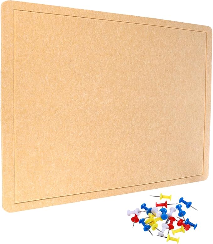 YOKIVE Felt Bulletin Board, 48 x 48 -Inch Foldable Decorative Pin Board Self Adhesive Felt Cork Board with 20 Pushpins, Great for Wall, Photo Display, Paste Note, Schedule(Beige Brown)