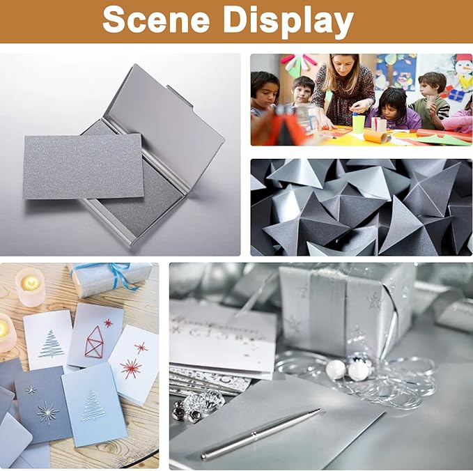 120 Sheets Shimmer Silver Cardstock 8.5 x 11 Craft Paper, 250gsm/92lb Heavyweight Certificate Paper Card Stock for DIY Card Making, Wedding Invitations, Thank You Cards, Business Cards