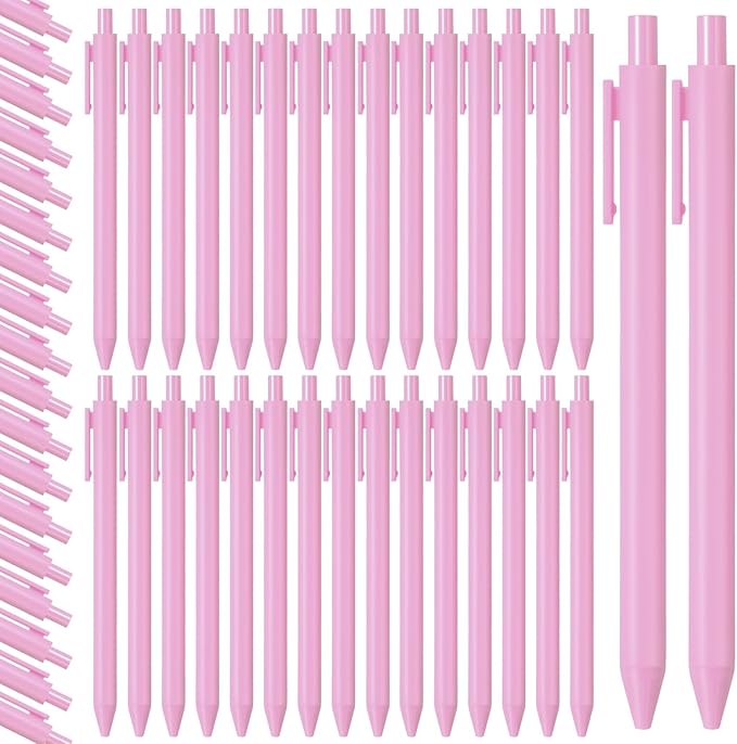Fulmoon 50 Pcs Ballpoint Pens Bulk Retractable Comfortable Writing Pens Cute Back to School Supplies in Medium Point 1.0 mm for Teacher Student Bridal Shower Baby Shower (Light Pink)