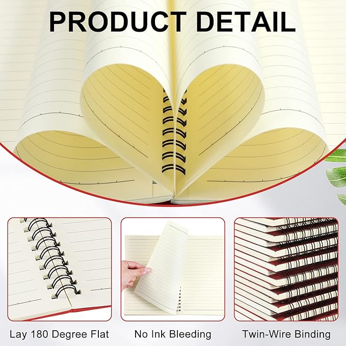 Yahenda 18 Pcs Spiral Notebook Bulk A5 Journal Lined 8.3'' x 5.5'' Writing Composition Paper Small Notepad Subject Notebook for Students Office Business Back to School Supplies (Red)