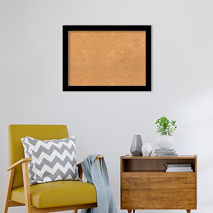 Amanti Art Natural Cork Board for Wall, 23x31 Vision Board with Black Wood Frame, Medium Corkboard Office Decor for Home Organization, Modern Contemporary Corkboard Pinboard to display items for home
