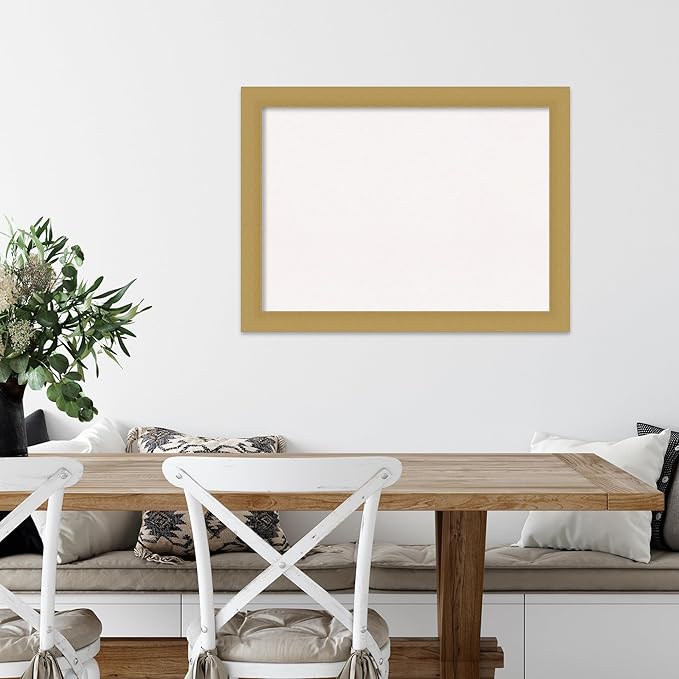 Amanti Art White Cork Board for Wall, 24x32 Vision Board with Gold Frame, Medium Corkboard Office Decor for Home Organization, Casual Corkboard Pinboard to display items for home organization