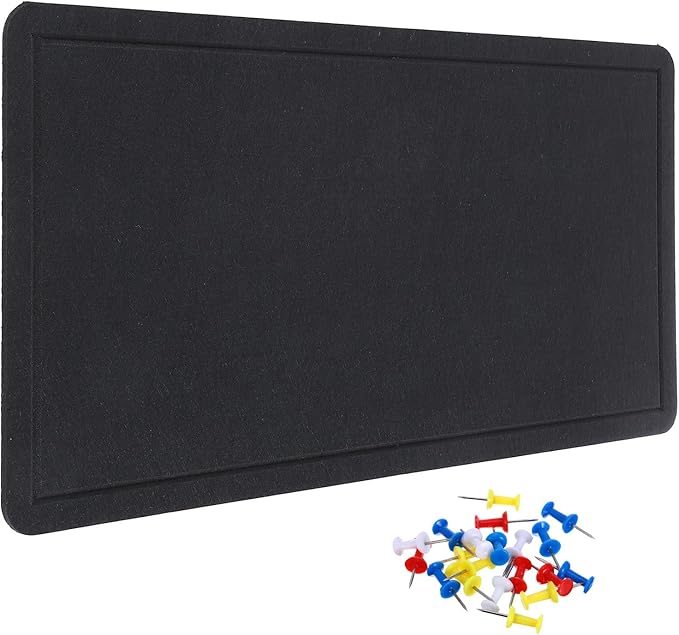 YOKIVE Felt Bulletin Board, 35 x 17.5 -Inch Foldable Decorative Pin Board Self Adhesive Felt Cork Board with 20 Pushpins, Great for Wall, Photo Display, Paste Note, Schedule(Black)