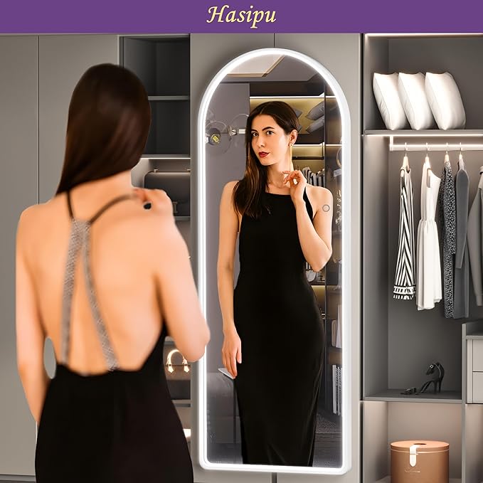 Hasipu 65" x 22" Led Mirror Full Length, Full Body Mirror with Lights, Arch Design, Wall Mounted, Modern Style