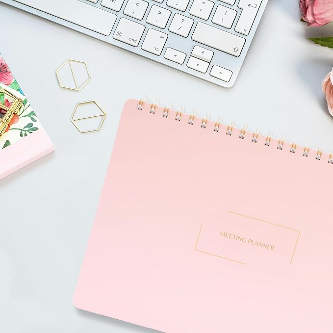 | Meeting Notebook for Work | 8.25" x 11.75" | Project Planner | Simple Design | Multiple Layouts | Office and Business Planner (Evergreen, Meeting Planner - Landscape)