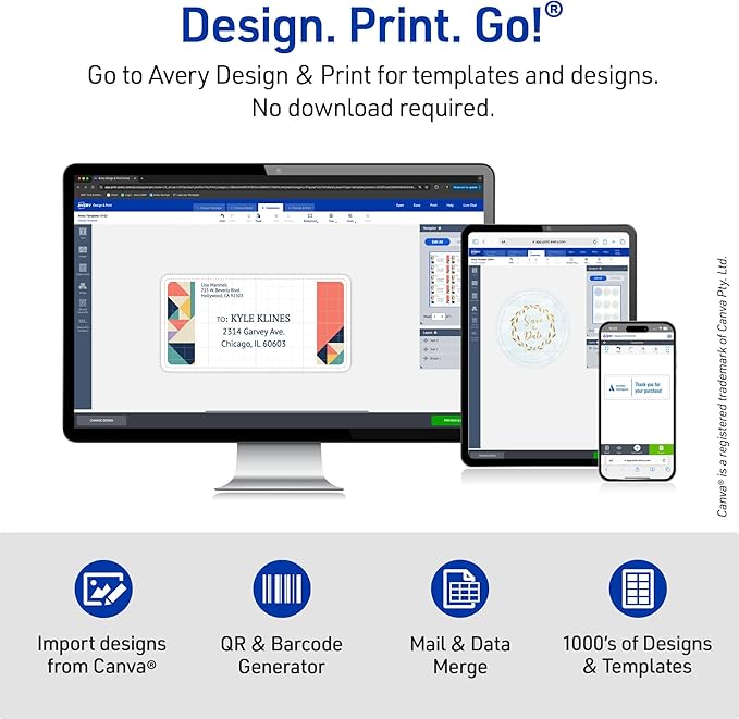 Avery Printable Return Address Labels with Sure Feed, 0.5" x 1.75", White, 20,000 Blank Mailing Labels (05967)