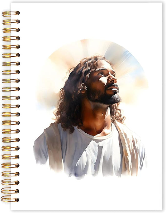 Qabliqo Black Jesus Christian Spiral Notebooks,Afro American Jesus Journals for Writing, Prayer Journal, Christian Gifts for Women Men, Religious Notebook for Note Taking, 5.5x8.3 Inch