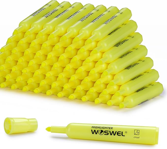 Highlighters Bulk, 108 Pack Tank Style Highlighters Set, Fluorescent Yellow, Chisel Tip Highlighter Markers Bulk for Kid and Adult Coloring, Highlighting as School Supplies