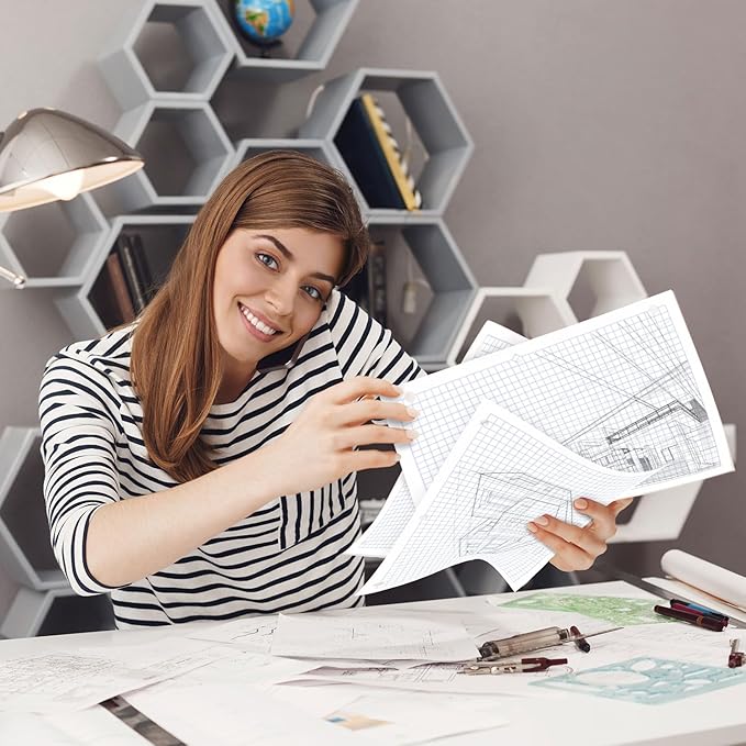 7200 Sheets Graph Paper Bulk, 48 Pack, Bulk Loose Leaf Paper, 4x4, 8" x 10.5", Bulk Grid Paper, Thick Graphing Paper, Fights Ink Bleed, 3 Hole Punched, Quad Ruled Sheets, Bulk School Supplies