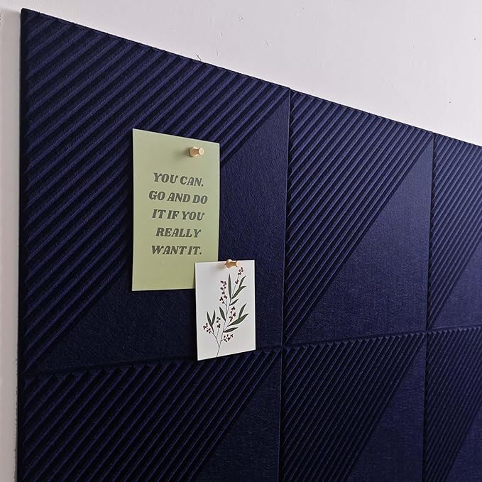 Large Cork Board for Walls 48"x 36", 12 Pack Felt Wall Tiles with Safe Removable Adhesive Tabs, Cork Board for Office,Pinboard Bulletin Board - Dark Blue