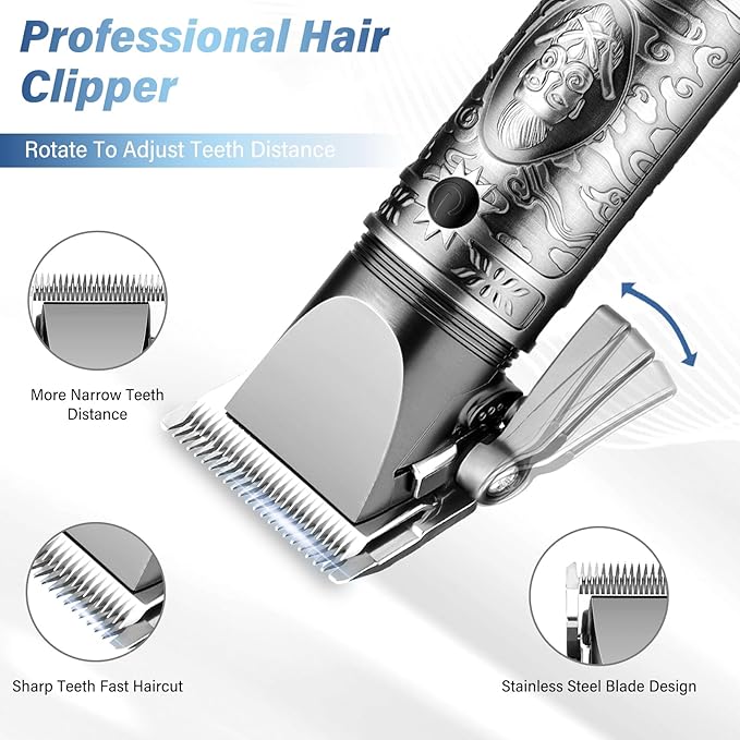 GSKY Professional Hair Clippers, Men's Beard Trimmer & Grooming Kit with Electric Razor, Clippers & Trimmers Set, Hair Cutting Machines