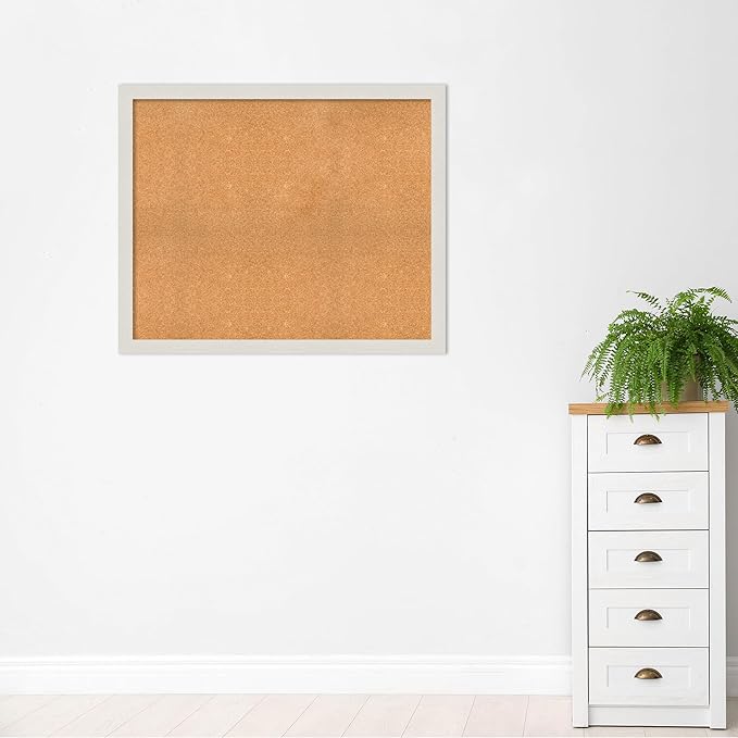 Amanti Art Natural Cork Board for Wall, 37x45 Vision Board with White Frame, Oversize Corkboard Office Decor for Home Organization, Country Rustic Corkboard Pinboard to Display Items for Home