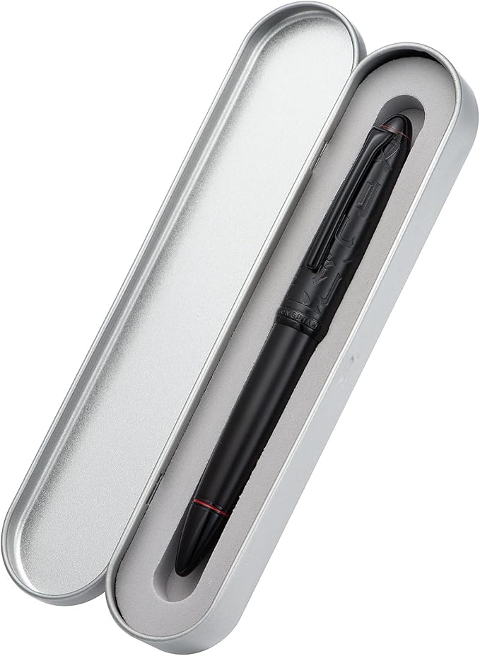Hongdian N6 Black Metal Resin Piston Fountain Pen, Extra Fine Nib Classic Pen, Includes Metal Box Writing Pen