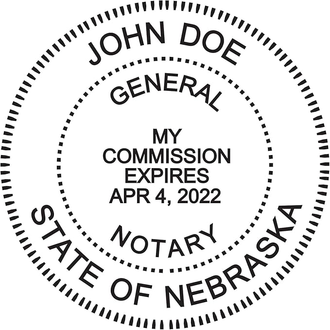 Round Notary Stamp for State of Nebraska- Self Inking Stamp - Top Brand Unit with Bottom Locking Cover for Longer Lasting Stamp - 5 Year Warranty
