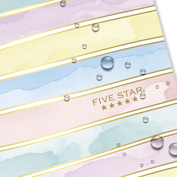 Five Star Spiral Notebook + Study App, 1 Subject, Wide Ruled, 8" x 10-1/2", 80 Sheets, Fights Ink Bleed, Water Resistant Cover, Pastel Stripes (930209F-ECM)