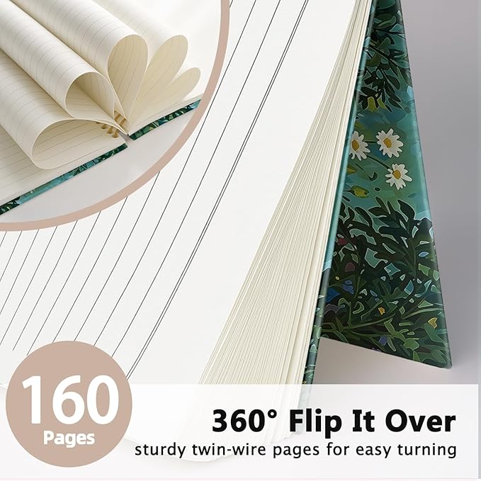 Cute Cat Notebook Journal, Cat Gifts for Girls, Cat Lover Gifts for Women Men, Funny Black Cats Floral Spiral Notebook, Cats Notepad for School Supplies 5.5x8.3 Inch