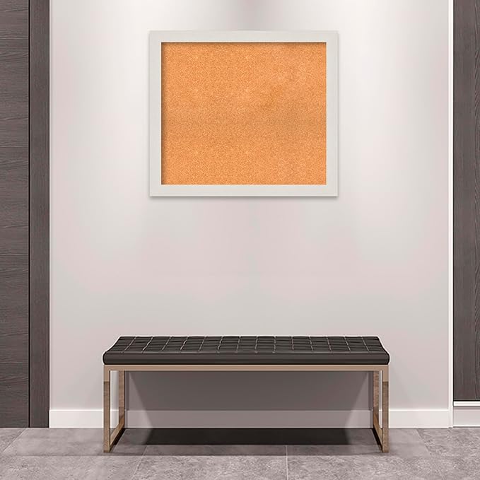 Amanti Art Natural Cork Board for Wall, 29x33 Vision Board with White Frame, Large Corkboard Office Decor for Home Organization, Country Rustic Corkboard Pinboard to Display Items for Home