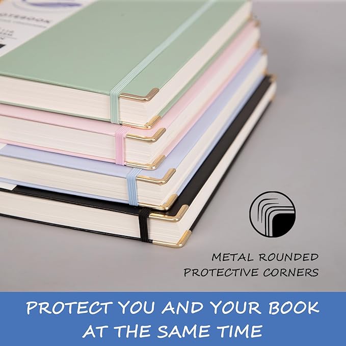 Spiral Notebook, Hardcover B5 College Ruled Notebooks, 300 Pages Notebooks for Work and School, 110 GSM Thick Papers Journals for Writing, Office Supplies for Women and Men Blue B5