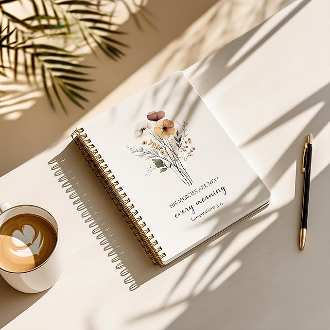 YOU FOUND ME Bible Journal, A5 SpiralChristian Journal with Floral Notebook, HIS MERCIES ARE NEW EVERY MORNING, Bible Verse Gifts for Women Birthday Christmas, Sunday School, Office Supplies