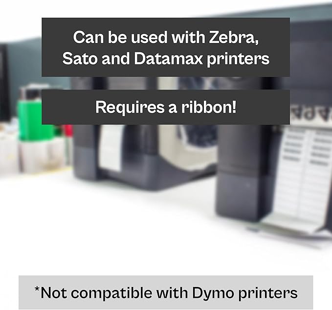 PSBM Thermal Transfer Labels, 4x3 Inch, 4 Rolls, 1960 Labels/Roll, 3 Inch Core, Perforated, Must Have Thermal Ribbon (Not Included)