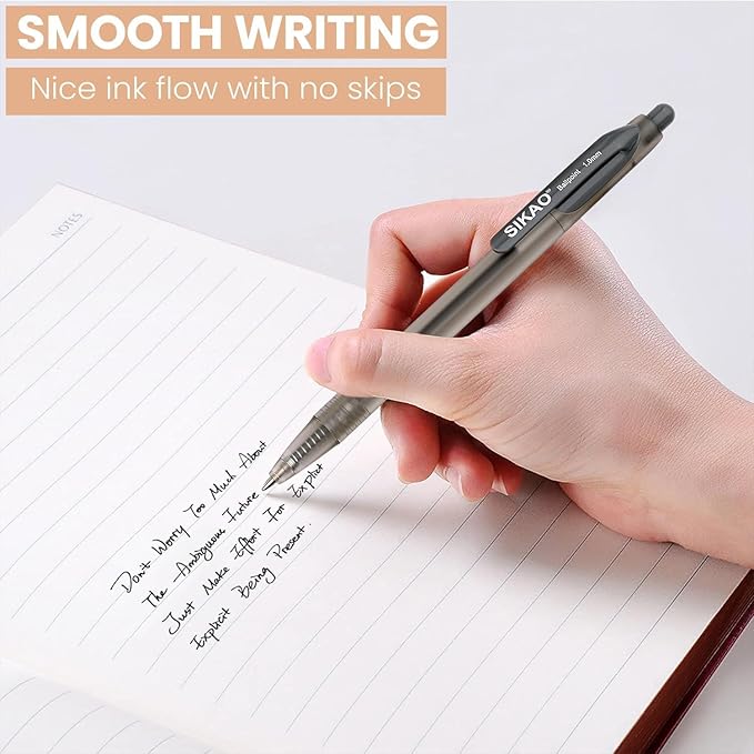 Gray Pens Bluk | 60 Pack Durawrite Retractable Ballpoint Smooth Writing | Ball Point Click Pens Black Ink 1.0mm with Clear & Vivid Lines for Servers School Office Supplies, Lapiceros