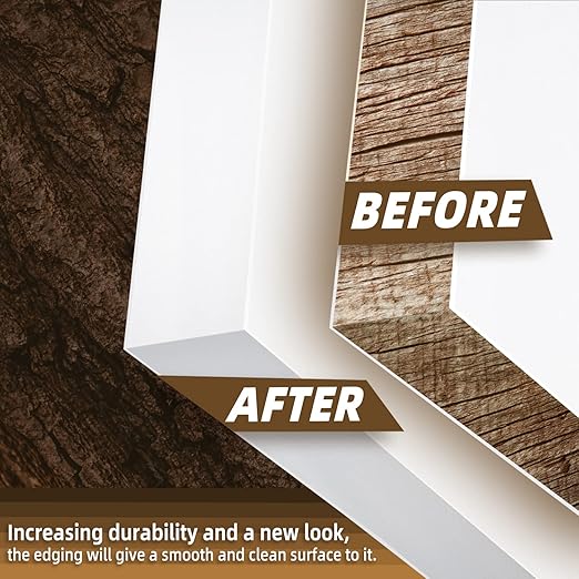 GSCIT Club White Edge Banding, 7/8 inch x 50ft Melamine Edge Banding with Hot Melt Adhesive Preglued Cabinet Edge Banding Flexible White Veneer