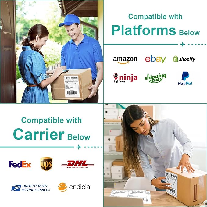 MFLABEL® Round Corner Half Sheet Shipping Labels 2-UP Click-n-Ship Mailing Postage Labels (150Sheets300Labels)