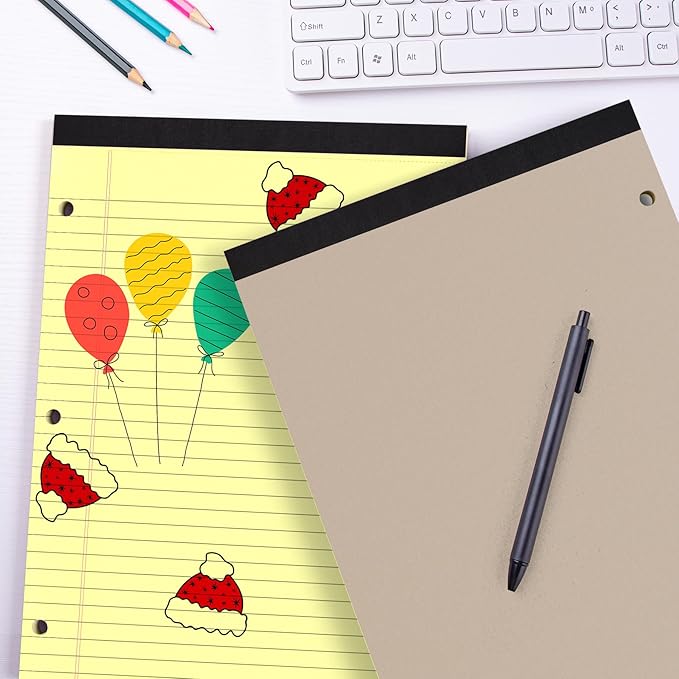 HAUTOCO 12 Pack 8.5 x 11 Legal Pads Colored Wide Ruled Notepads Perforated Writing Pads, 30 Sheets Per Notepad, 3-Hole Punched Paper, Writing Note Pads for School, Home, Office, Business