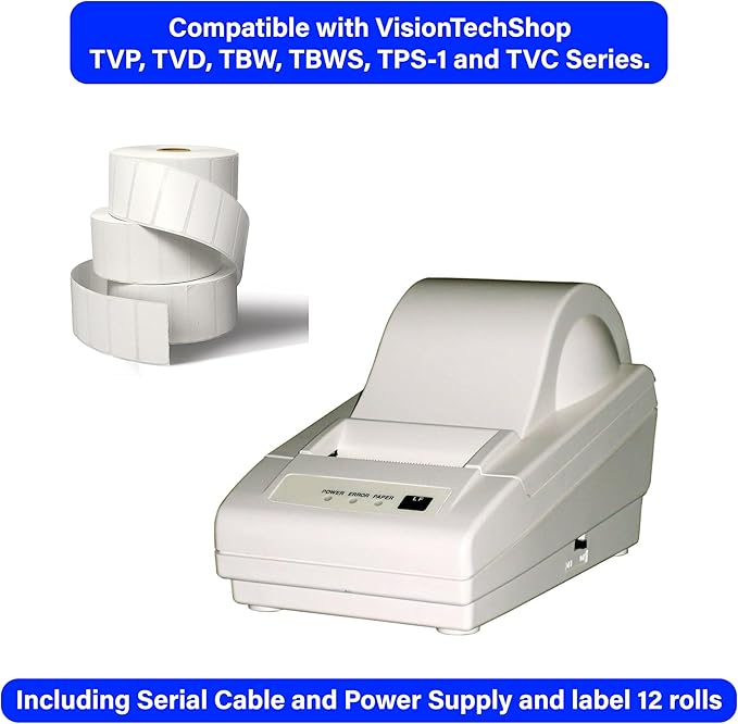 VisionTechShop DLP-50 Label Printer for VisionTechShop TVP, TVD, TBW, TBWS, TPS-1 and TVC Series, 1 Case of Labels LST-8060