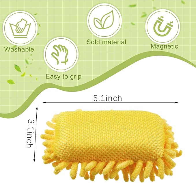 Zonon 4 Pieces Dry Erase Eraser Microfiber Shag Washable Whiteboard Eraser for Markers, Chalk, Classroom, Home and Office (Green,Yellow,Gray)